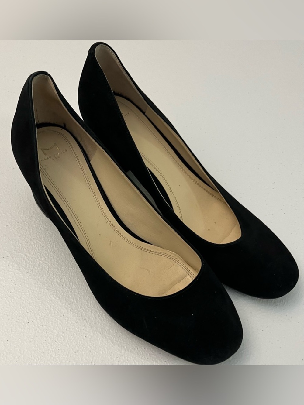 Marc Fisher Black Suede Rounded Toe Ballet Flats